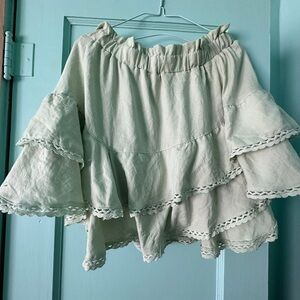 Boho Tiered Ruffle Skirt in Light Sage - Brand